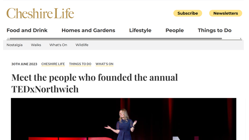 Cheshire Life TEDxNorthwich feature